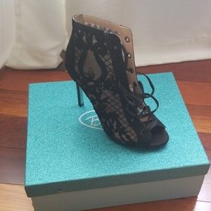 Betsy Johnson Marlo Lace Stiletto Open-toe Booties